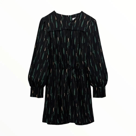 ZARA | Black | PRINTED SHORT DRESS - Picture 2 of 10